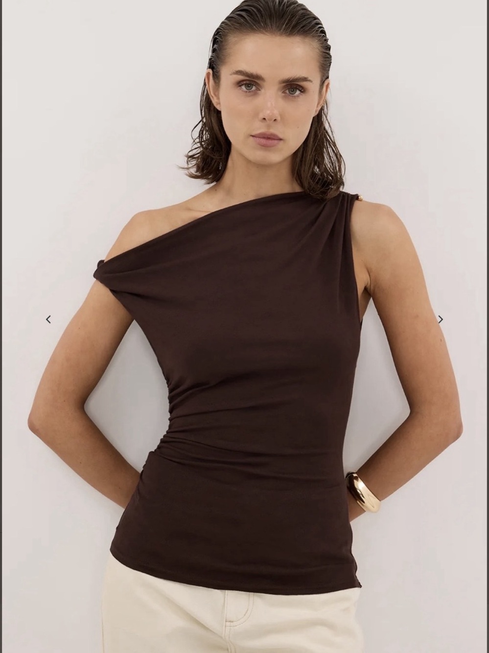 Dissh Shyla Bitter Choc Asymmetrical Top Brown Small